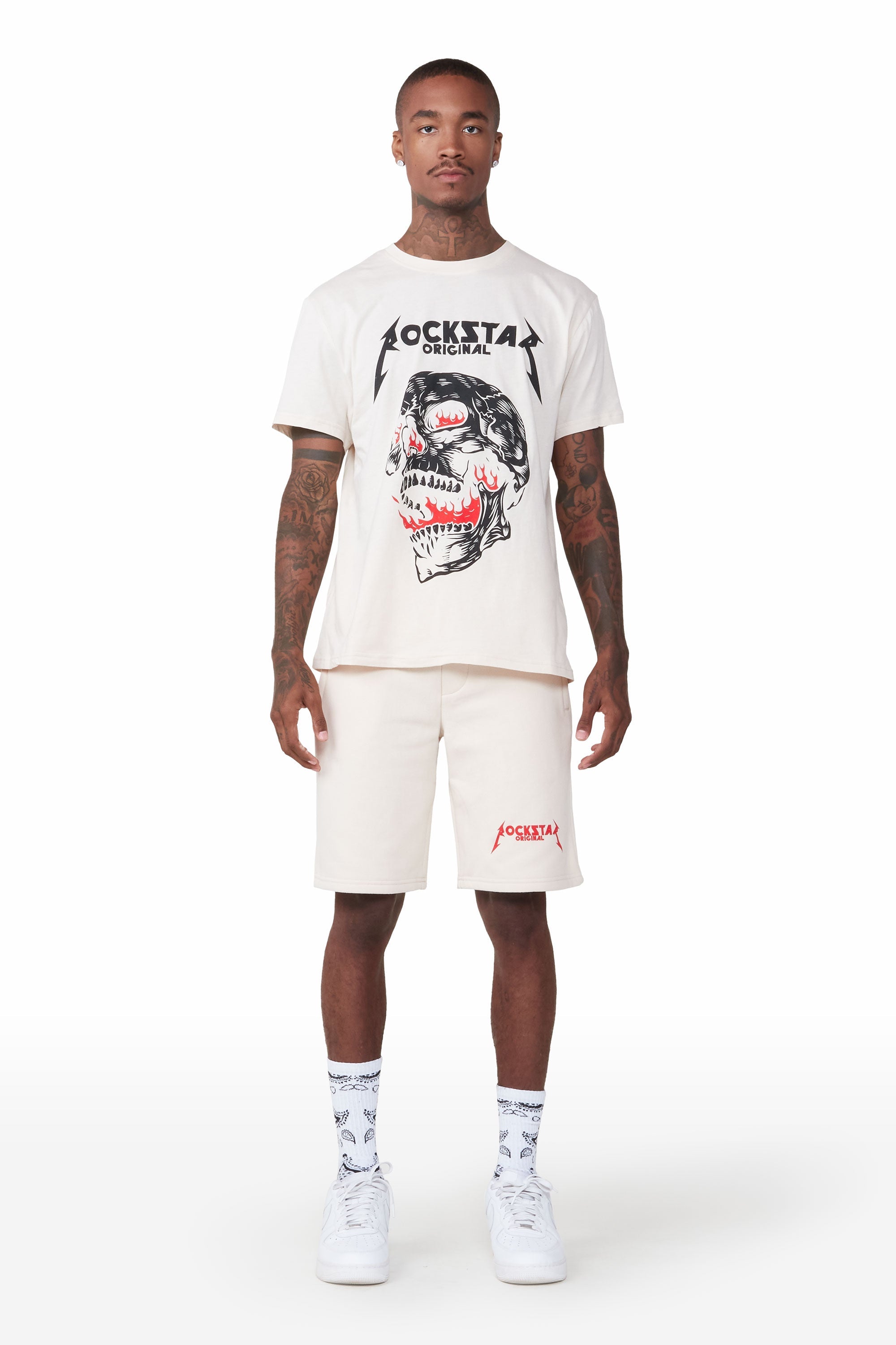 Wayan Beige T-Shirt Short Set