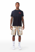 Dashiell Blue Patchwork Denim Short