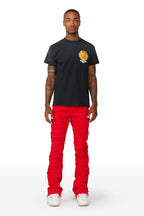 Shake Red Stacked Flare Jean