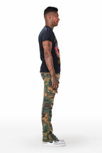 Glenn Camo Green Stacked Flare Jean