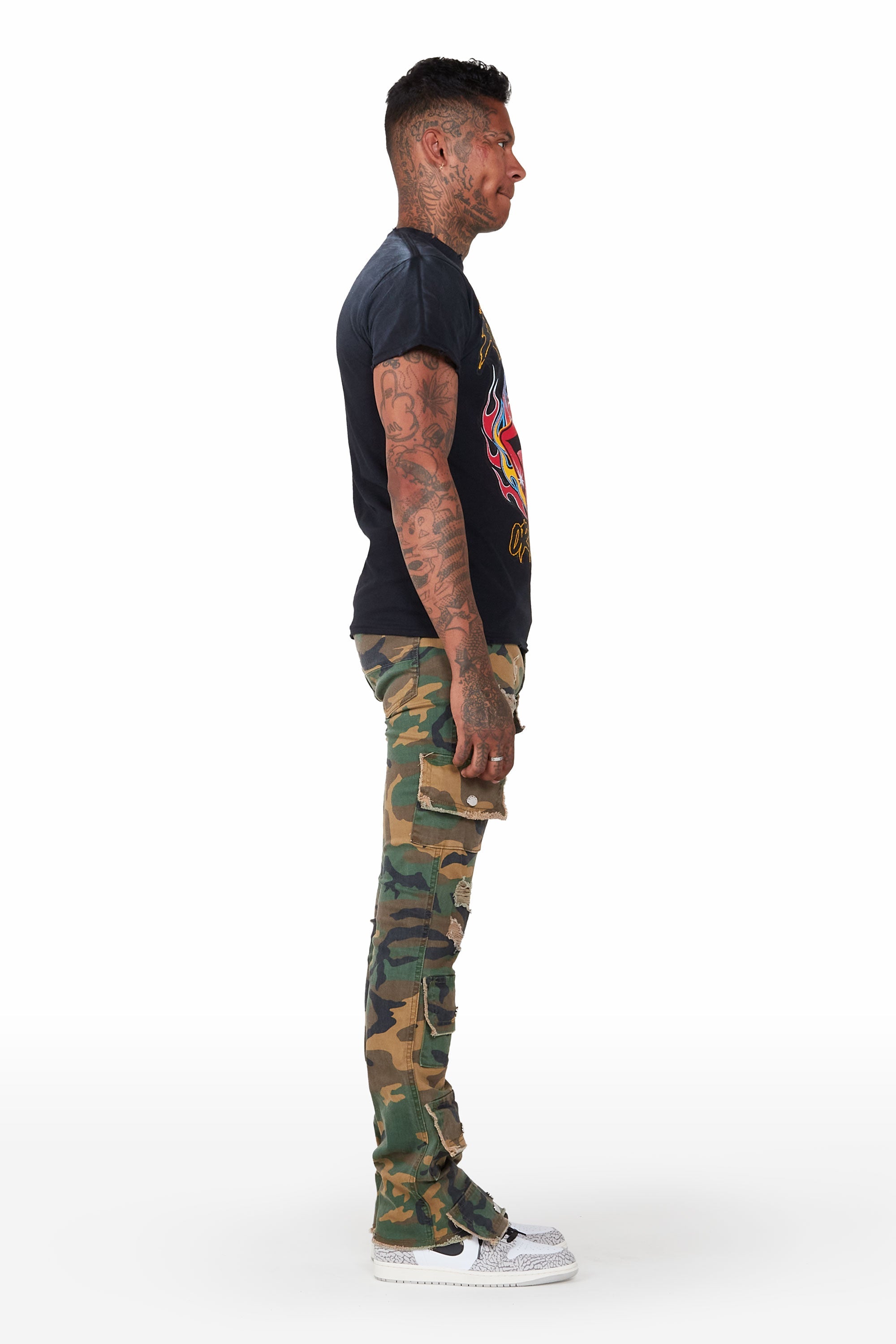 Glenn Camo Green Stacked Flare Jean