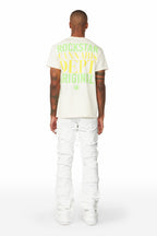 Shake White Stacked Flare Jean