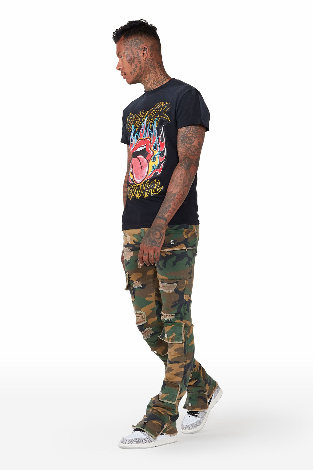 Glenn Camo Green Stacked Flare Jean