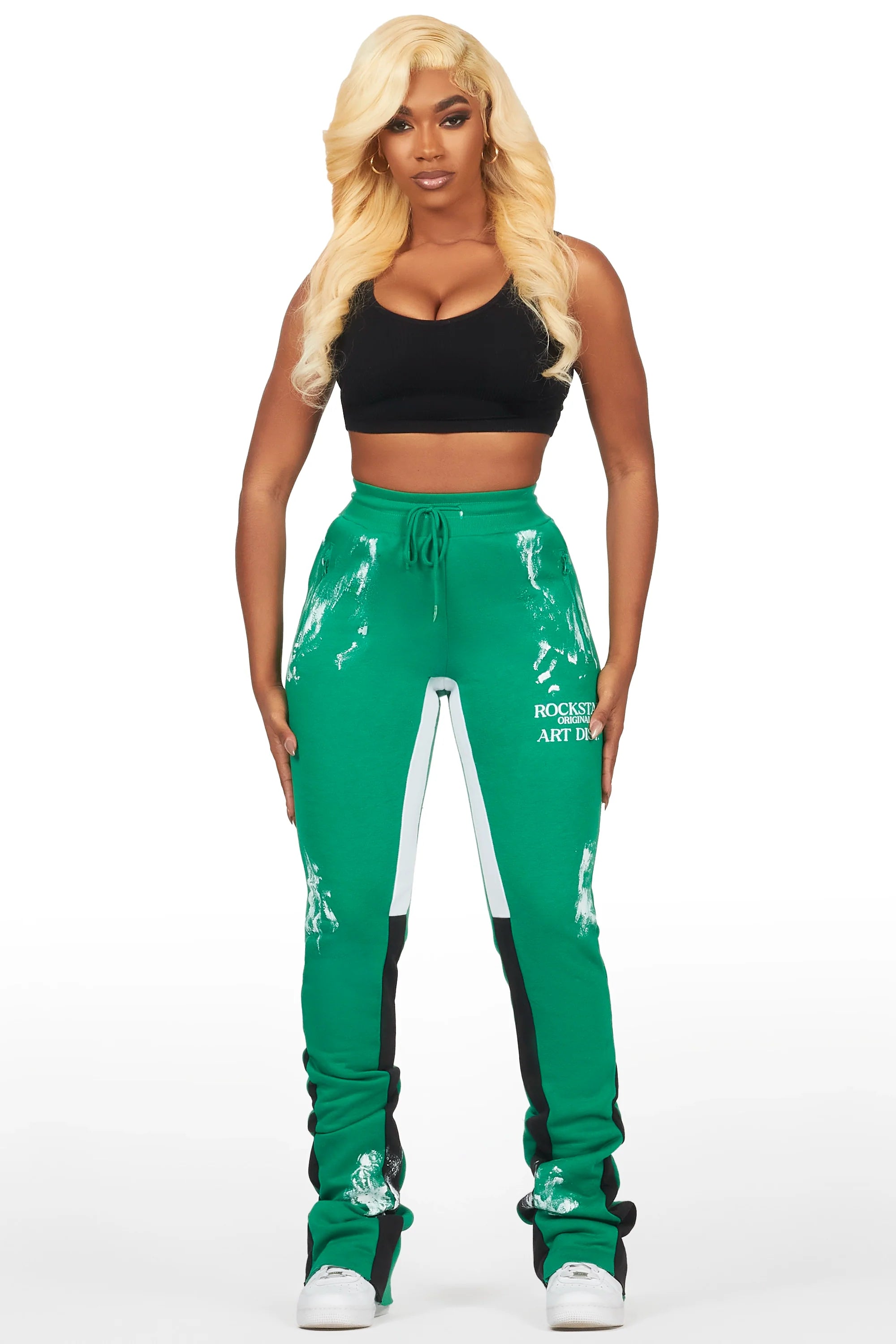 Filipa Green Stacked Flare Pant