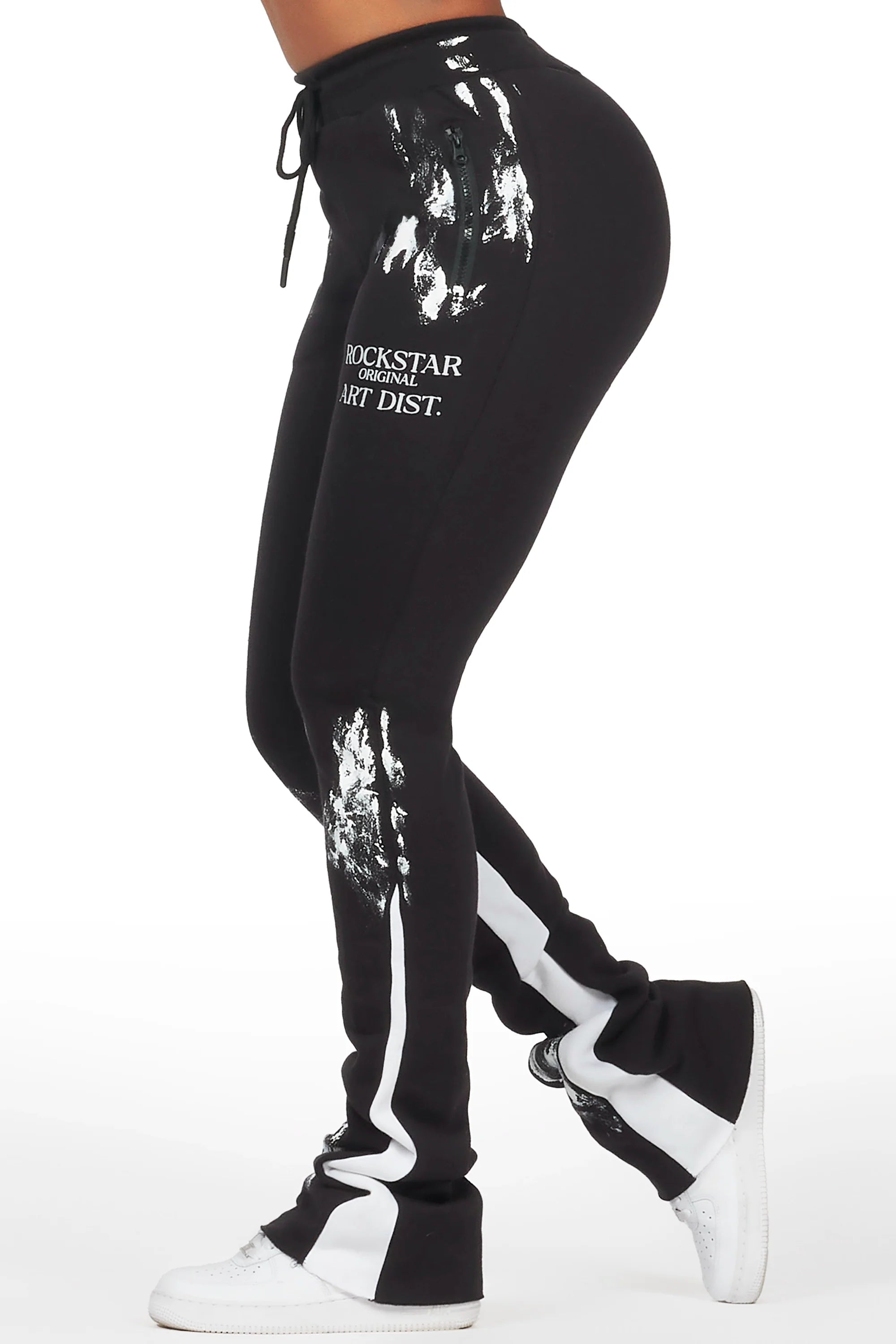 Filipa Black Stacked Flare Pant