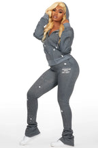 Tanazia Heather Grey Zip Up Super Stacked Trackset