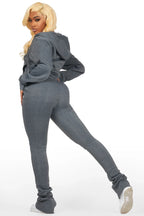 Tanazia Heather Grey Zip Up Super Stacked Trackset