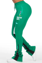 Karenthia Green Stacked Track Pant