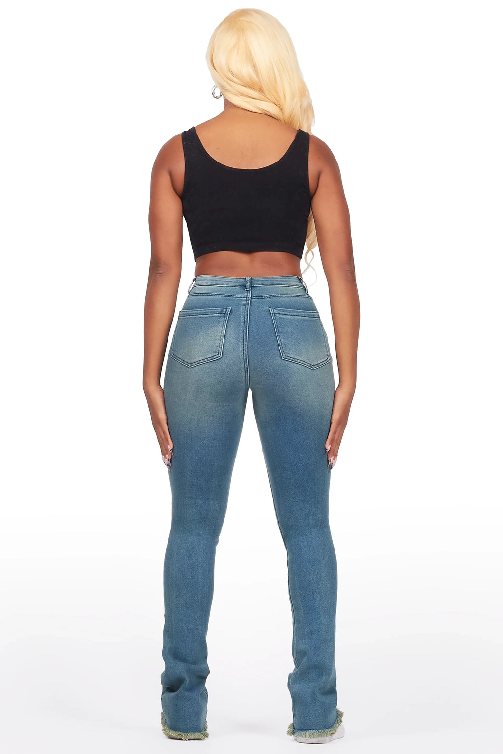 Chequea Tinted Dark Wash Stacked Flare Jean