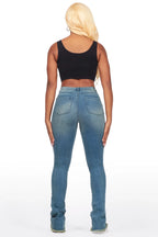 Chequea Tinted Dark Wash Stacked Flare Jean