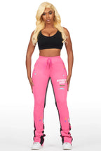 Karenthia Hot Pink Stacked Flare Pant