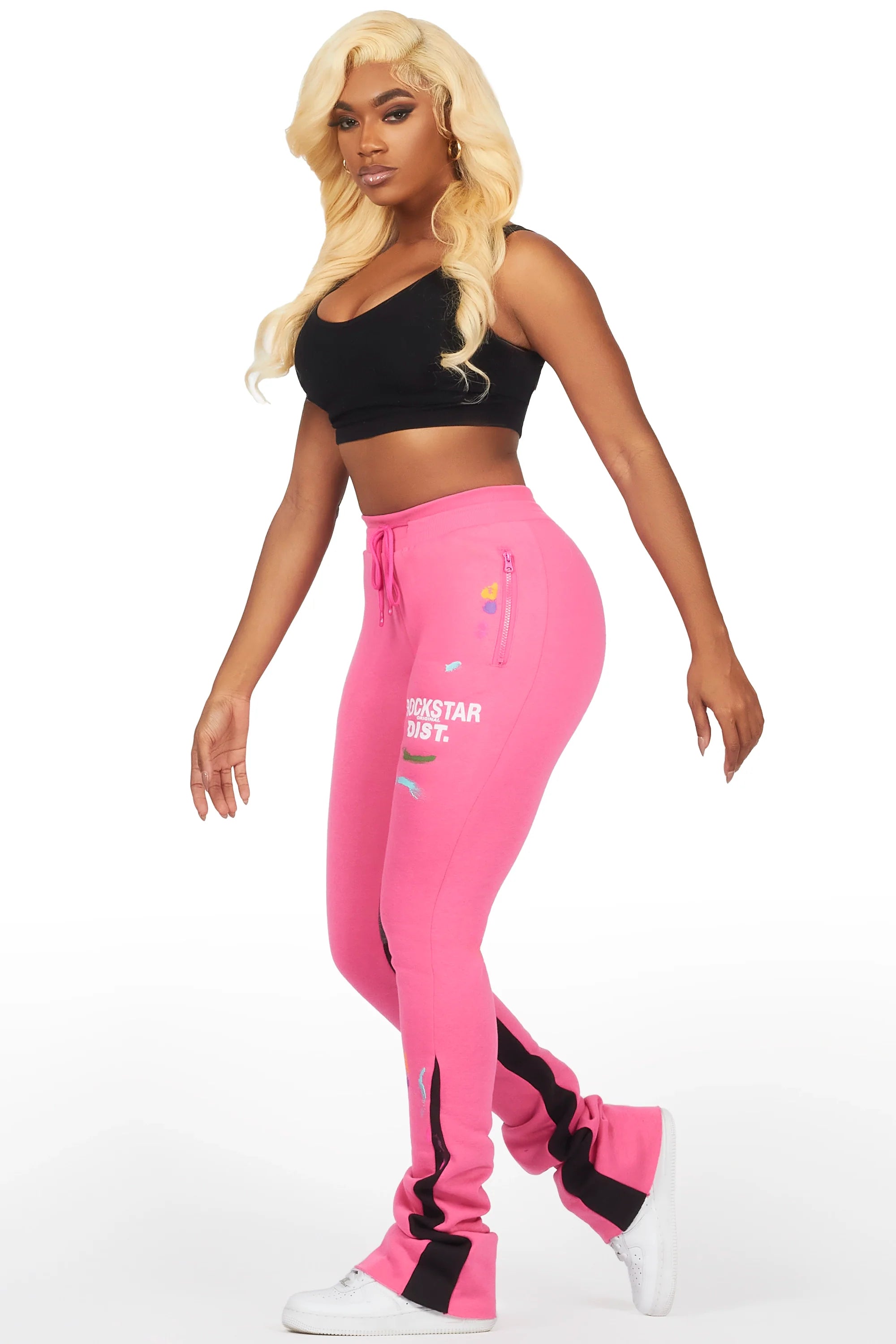 Karenthia Hot Pink Stacked Flare Pant
