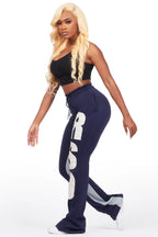 Juatica Navy Baggy Stacked Track Pant