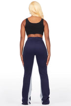 Juatica Navy Baggy Stacked Track Pant