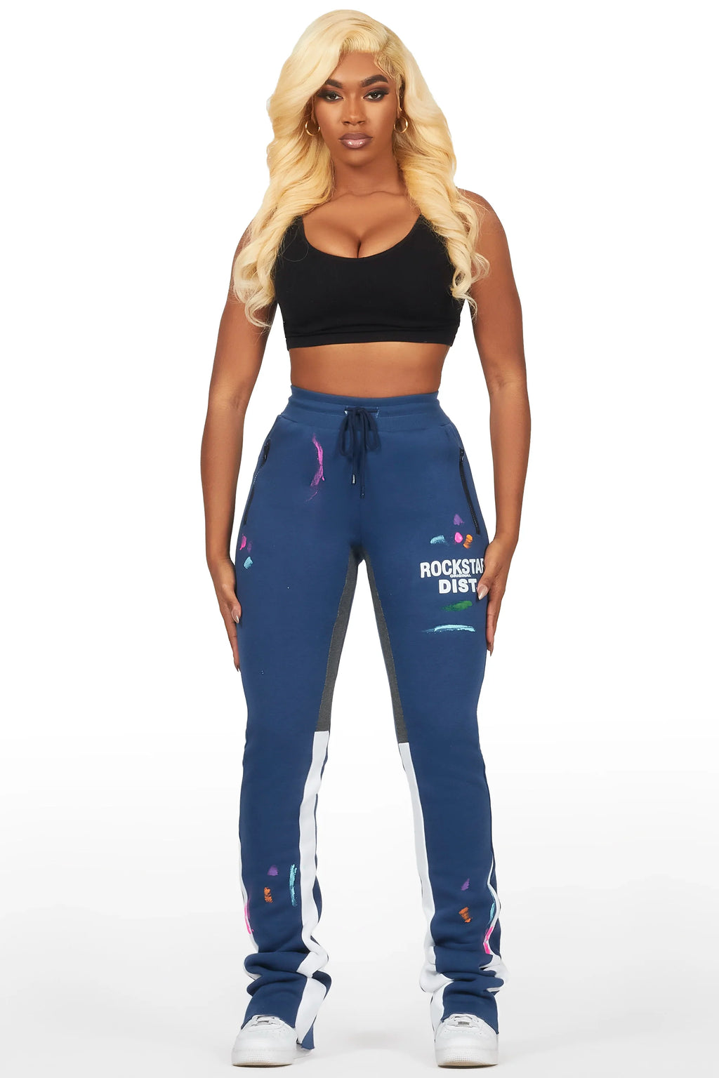 Karenthia Navy Stacked Track Pant