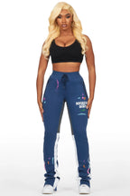 Karenthia Navy Stacked Track Pant