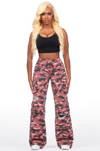Jahmani Pink Camo Stretch Wide Leg Jean