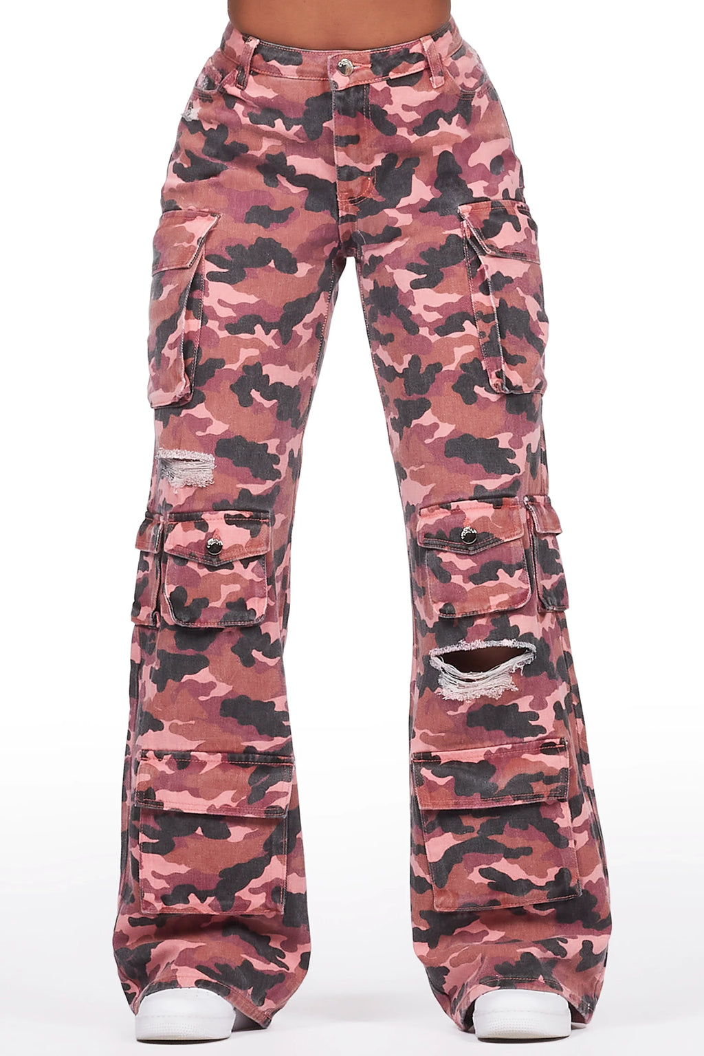 Jahmani Pink Camo Stretch Wide Leg Jean