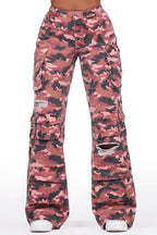 Jahmani Pink Camo Stretch Wide Leg Jean