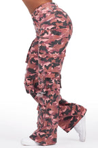 Jahmani Pink Camo Stretch Wide Leg Jean