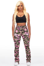 Alisson Green/Pink Camo Cargo Super Stacked Jean