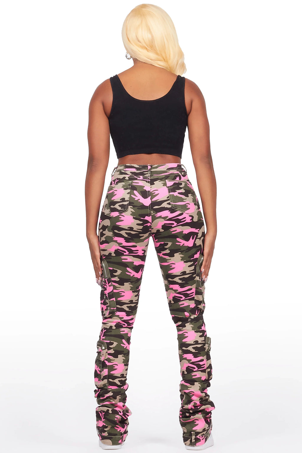 Alisson Green/Pink Camo Cargo Super Stacked Jean