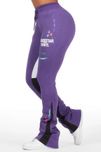 Karenthia Purple Stacked Track Pant