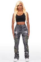 Alisson Grey Camo Cargo Super Stacked Jean