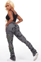 Alisson Grey Camo Cargo Super Stacked Jean