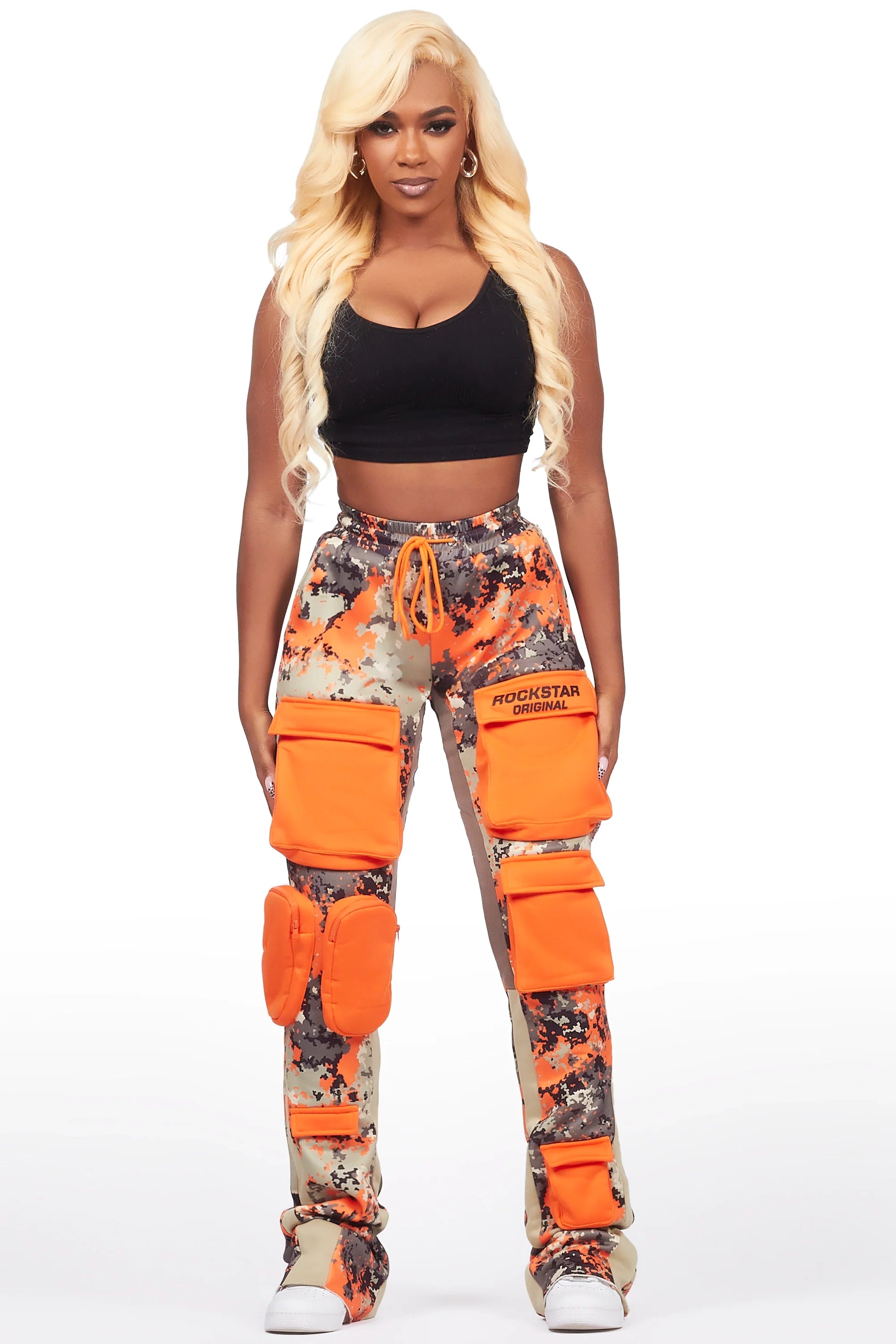 Norika Orange Digital Camo Stacked Track Pant