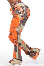Norika Orange Digital Camo Stacked Track Pant