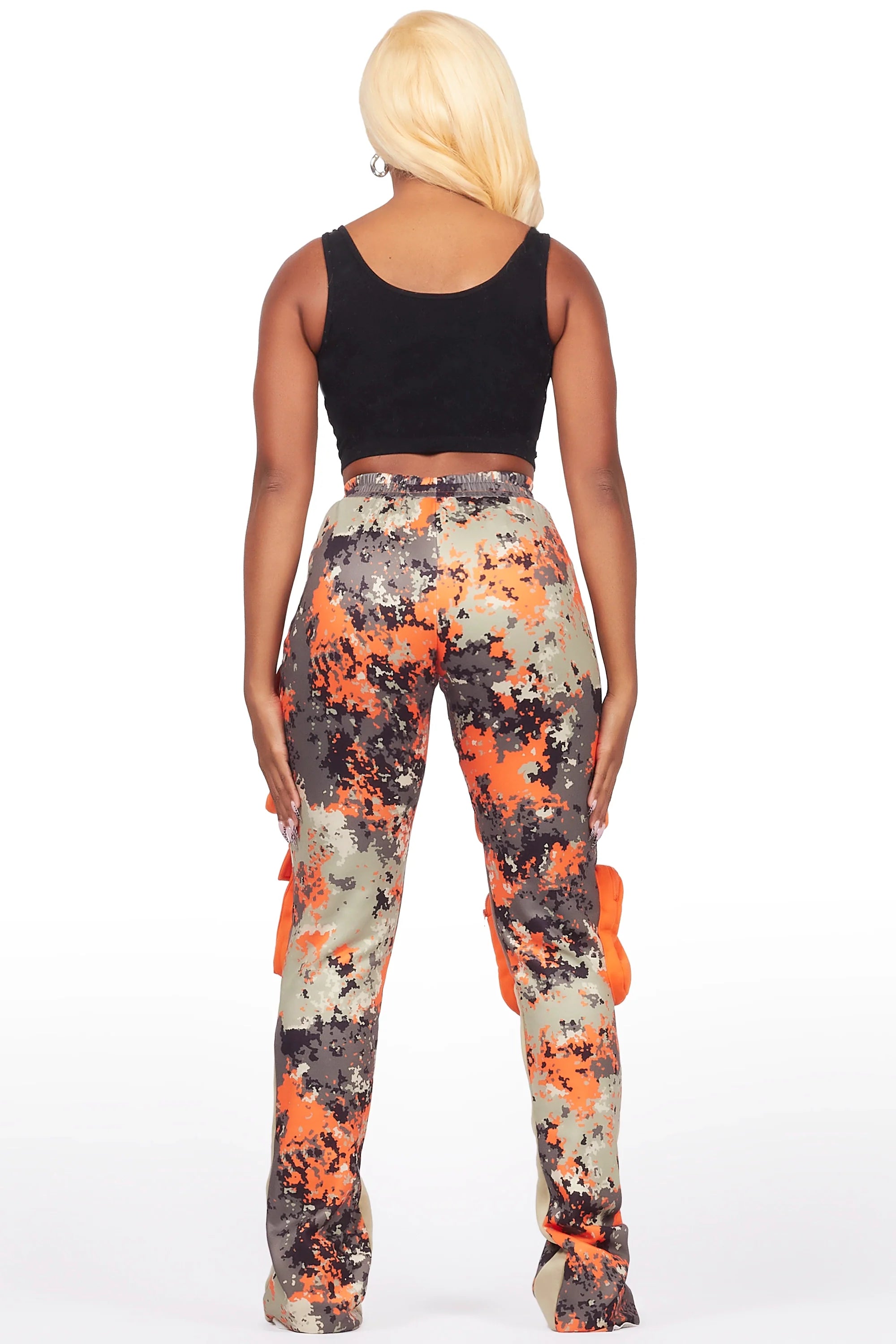 Norika Orange Digital Camo Stacked Track Pant