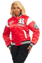Sosa Red Satin Varsity Jacket
