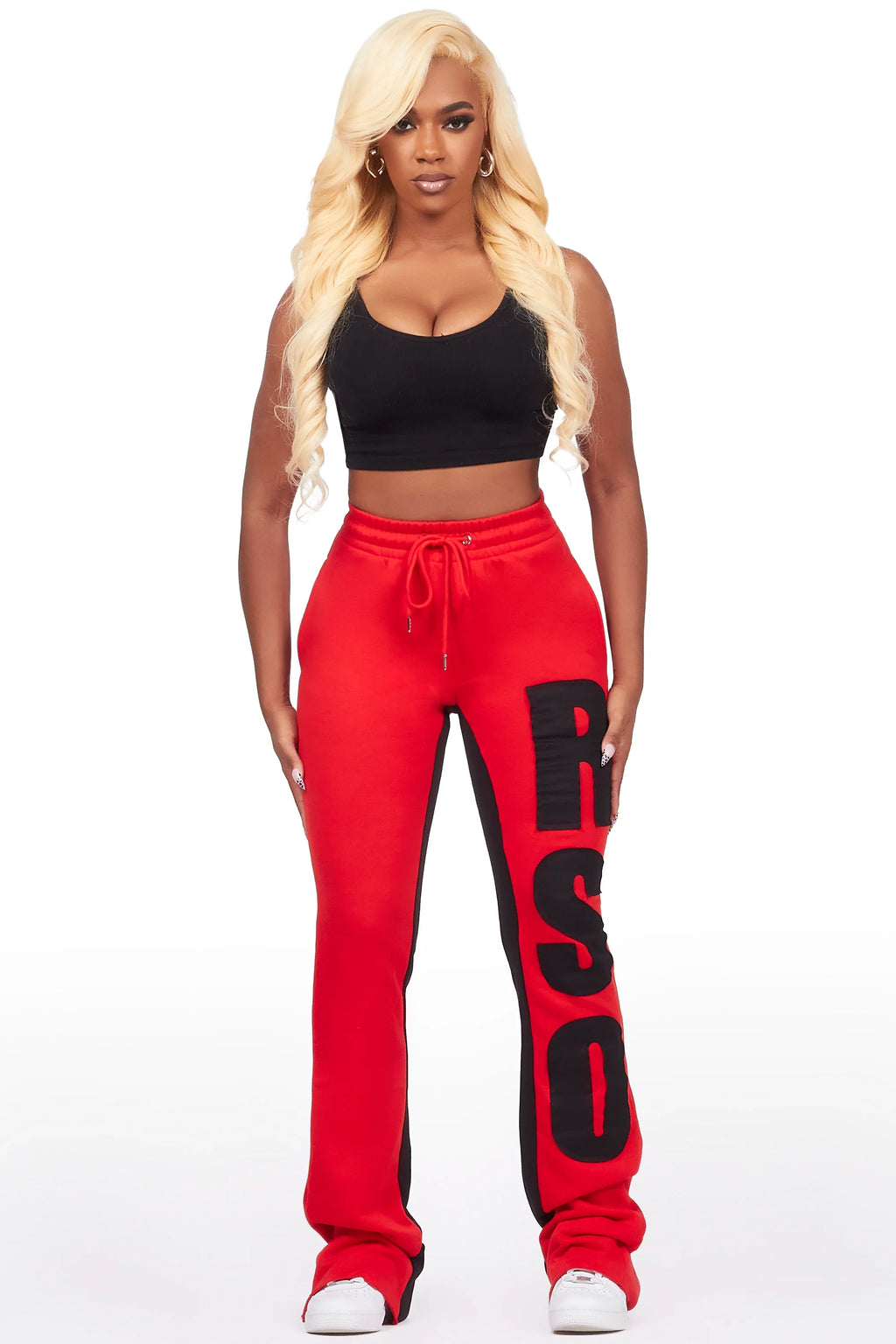 Juatica Red Baggy Stacked Track Pant