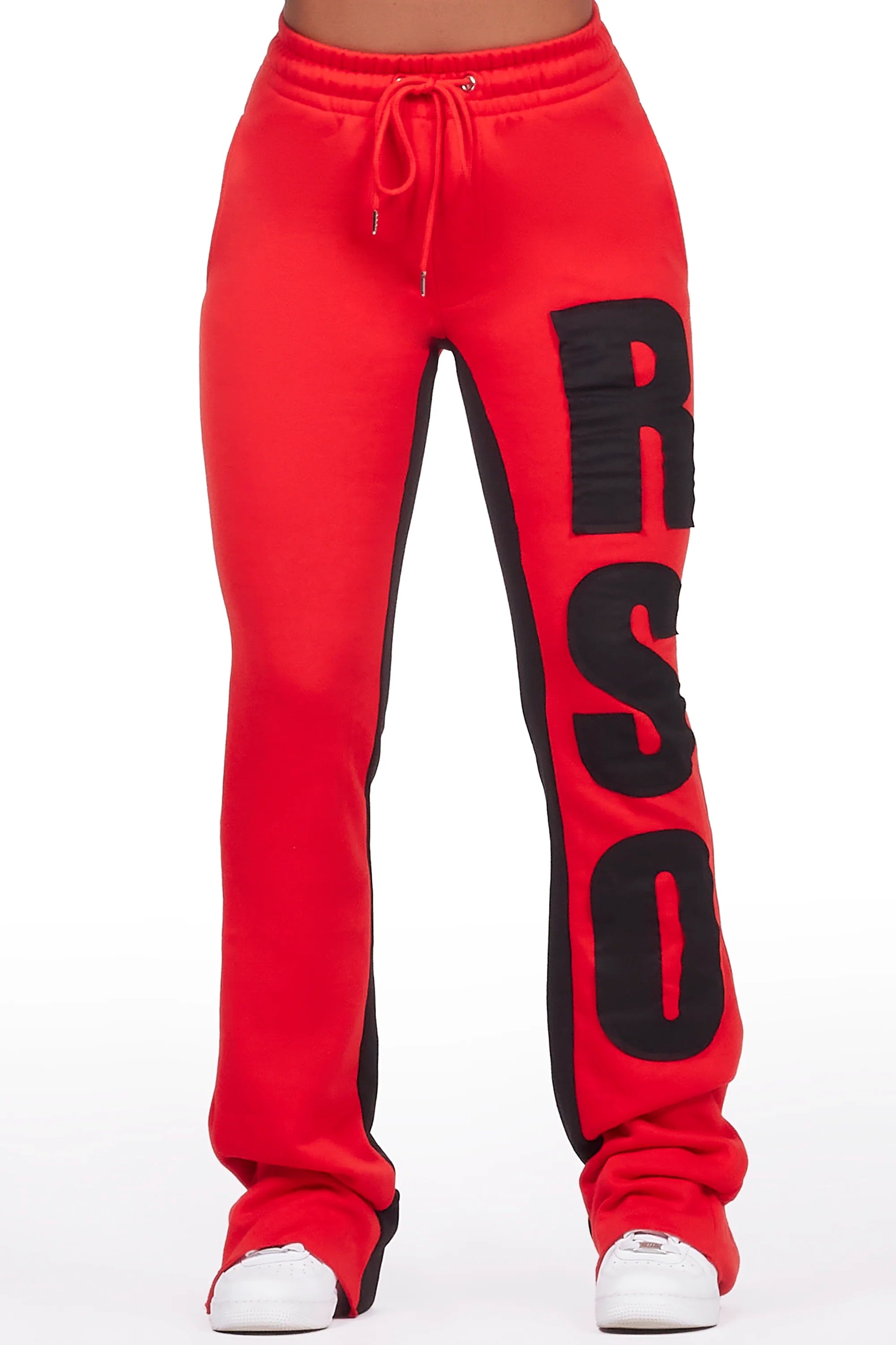 Juatica Red Baggy Stacked Track Pant