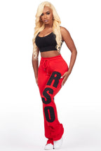Juatica Red Baggy Stacked Track Pant