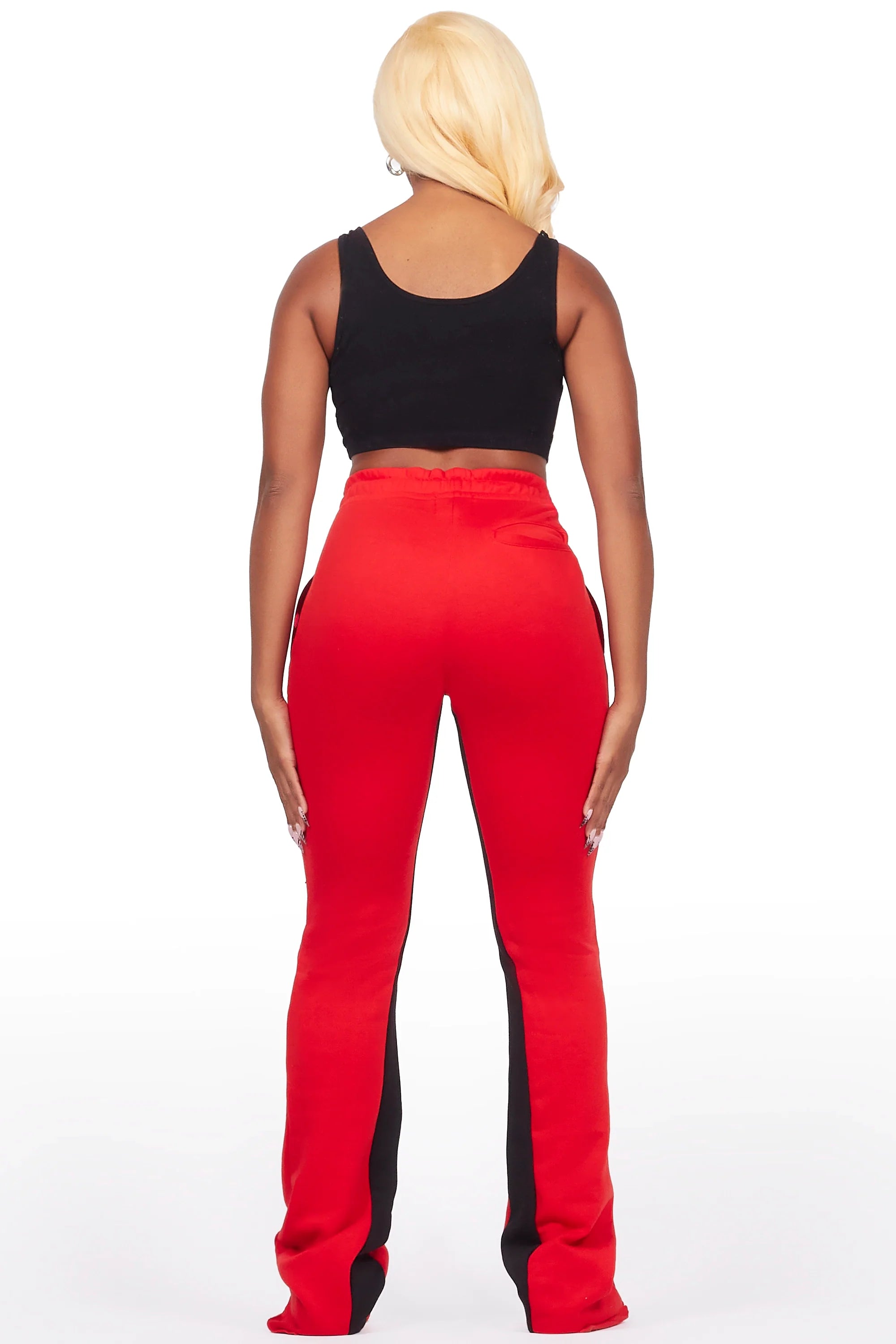 Juatica Red Baggy Stacked Track Pant