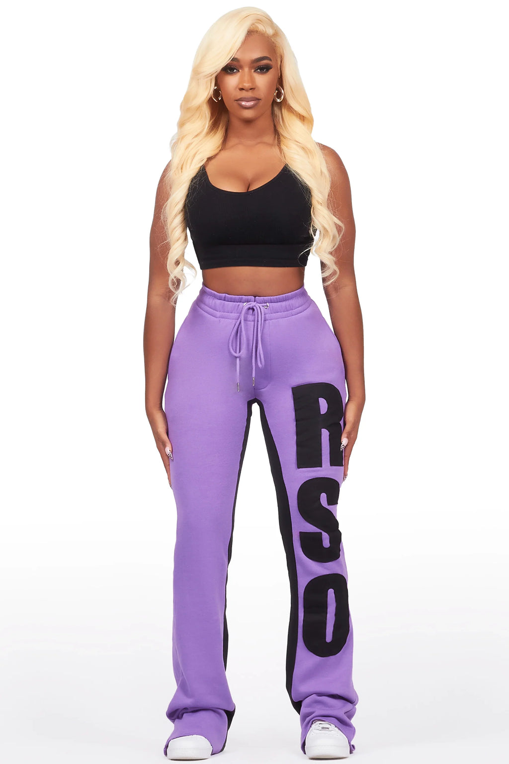 Juatica Purple Baggy Stacked Track Pant