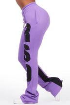 Juatica Purple Baggy Stacked Track Pant