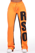 Juatica Orange Baggy Stacked Track Pant