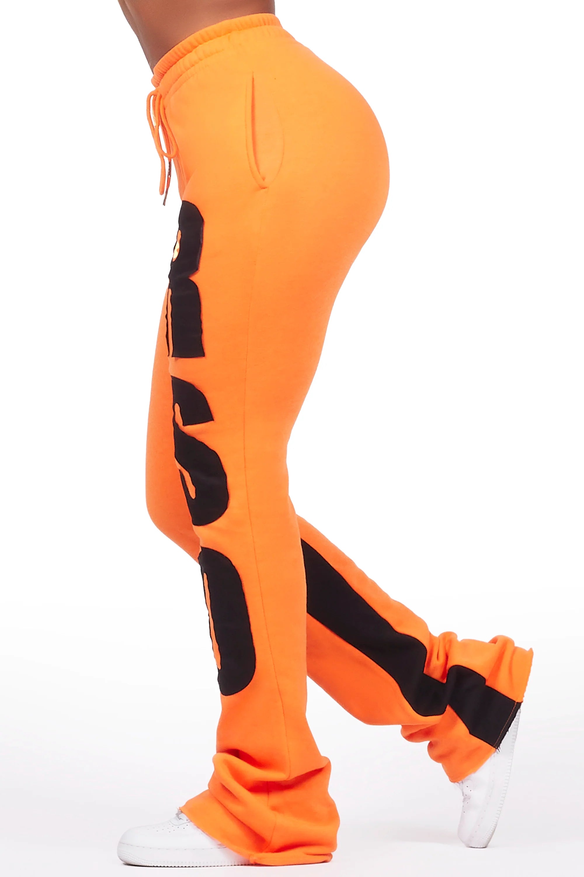 Juatica Orange Baggy Stacked Track Pant