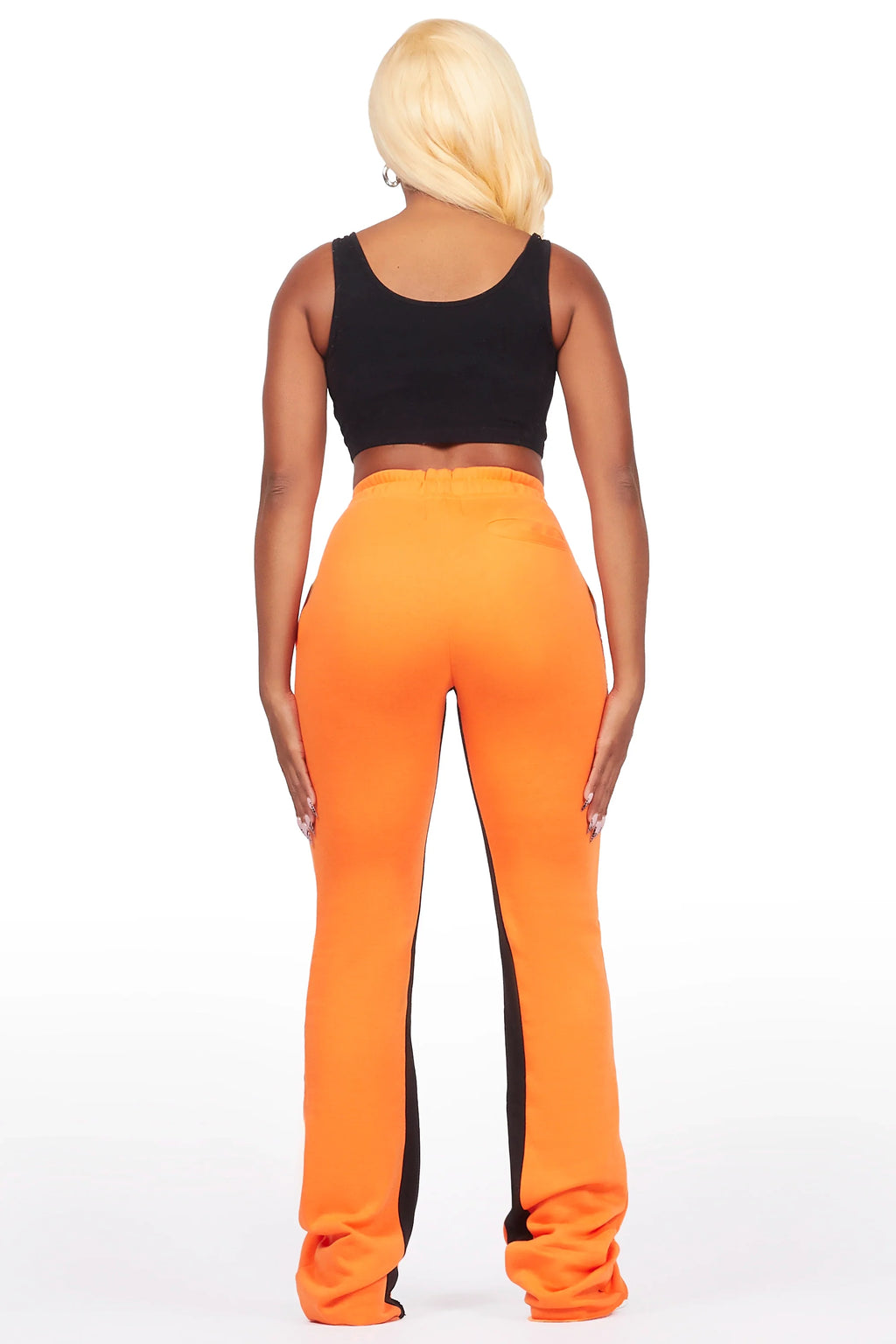 Juatica Orange Baggy Stacked Track Pant