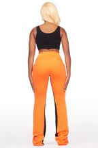 Juatica Orange Baggy Stacked Track Pant