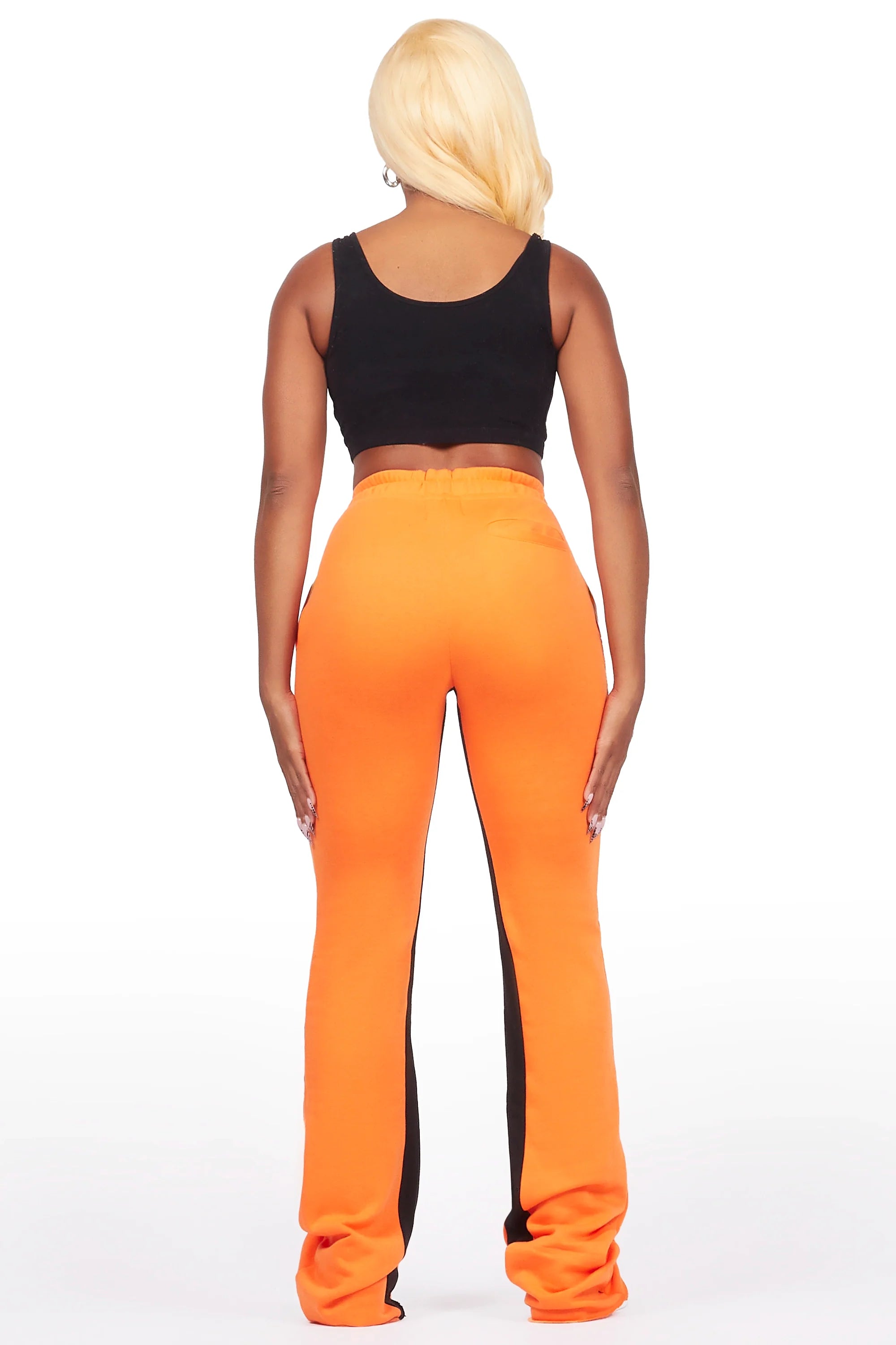 Juatica Orange Baggy Stacked Track Pant