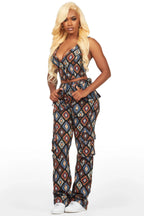 Andraila Black Tapestry Stacked Pant