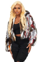 Wild Child Beige Multi Fur Jacket