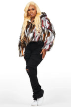 Wild Child Beige Multi Fur Jacket