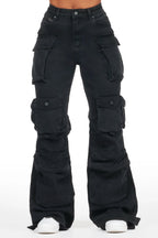 Nakia Black Cargo Wide Leg Jean