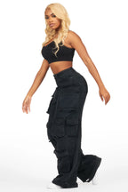 Nakia Black Cargo Wide Leg Jean