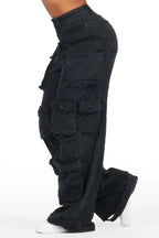 Nakia Black Cargo Wide Leg Jean